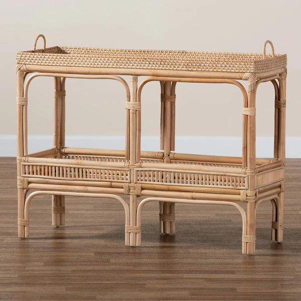 Modern Bohemian Rattan Console Table for Entryway, Hallway & Living Room  Wooden Bazar