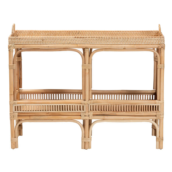 Modern Bohemian Rattan Console Table for Entryway, Hallway & Living Room  Wooden Bazar
