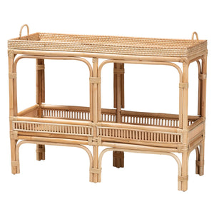 Modern Bohemian Rattan Console Table for Entryway, Hallway & Living Room  Wooden Bazar