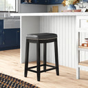 Bartonville Counter & Bar Solid Wood Backless Stool with Upholstered Seat  Wooden Bazar