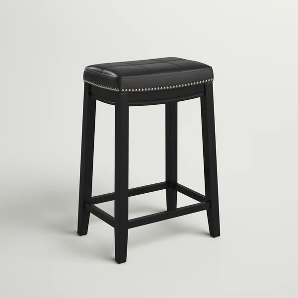 Bartonville Counter & Bar Solid Wood Backless Stool with Upholstered Seat  Wooden Bazar
