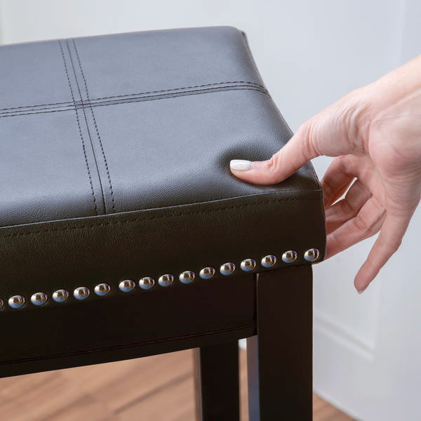 Bartonville Counter & Bar Solid Wood Backless Stool with Upholstered Seat  Wooden Bazar