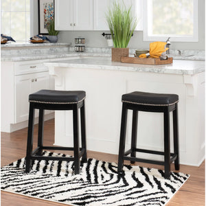 Bartonville Counter & Bar Solid Wood Backless Stool with Upholstered Seat  Wooden Bazar