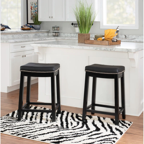 Bartonville Counter & Bar Solid Wood Backless Stool with Upholstered Seat  Wooden Bazar