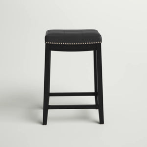Bartonville Counter & Bar Solid Wood Backless Stool with Upholstered Seat  Wooden Bazar