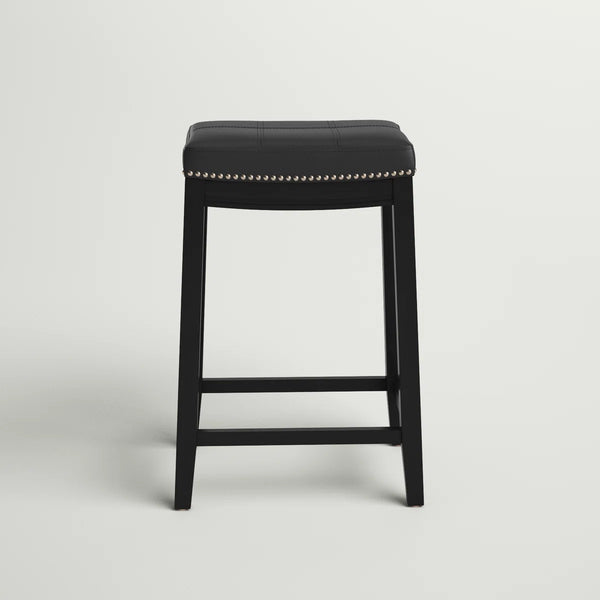 Bartonville Counter & Bar Solid Wood Backless Stool with Upholstered Seat  Wooden Bazar