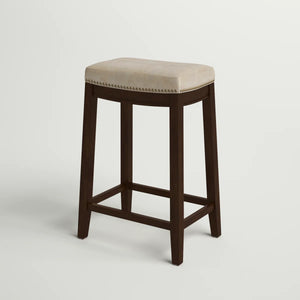 Bartonville Counter & Bar Solid Wood Backless Stool with Upholstered Seat  Wooden Bazar