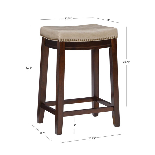 Bartonville Counter & Bar Solid Wood Backless Stool with Upholstered Seat  Wooden Bazar