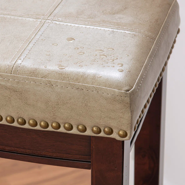 Bartonville Counter & Bar Solid Wood Backless Stool with Upholstered Seat  Wooden Bazar