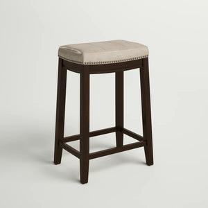 Bartonville Counter & Bar Solid Wood Backless Stool with Upholstered Seat  Wooden Bazar