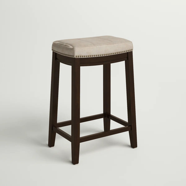 Bartonville Counter & Bar Solid Wood Backless Stool with Upholstered Seat  Wooden Bazar
