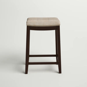 Bartonville Counter & Bar Solid Wood Backless Stool with Upholstered Seat  Wooden Bazar