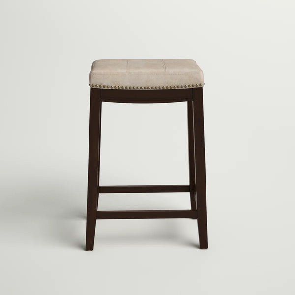 Bartonville Counter & Bar Solid Wood Backless Stool with Upholstered Seat  Wooden Bazar