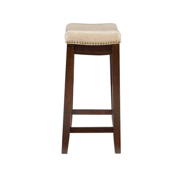 Bartonville Counter & Bar Solid Wood Backless Stool with Upholstered Seat  Wooden Bazar