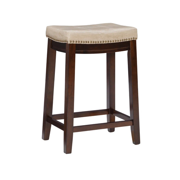 Bartonville Counter & Bar Solid Wood Backless Stool with Upholstered Seat  Wooden Bazar