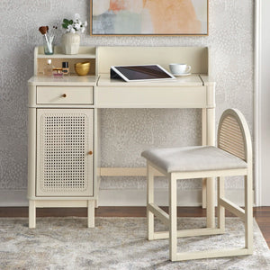 Bayview Vanity Desk and Stool  Wooden Bazar
