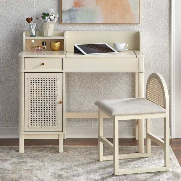 Bayview Vanity Desk and Stool  Wooden Bazar
