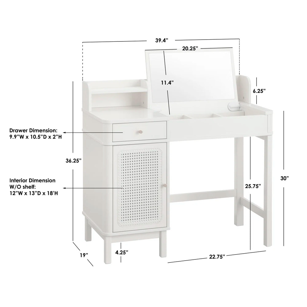 Bayview Vanity Desk and Stool  Wooden Bazar