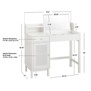 Bayview Vanity Desk and Stool  Wooden Bazar