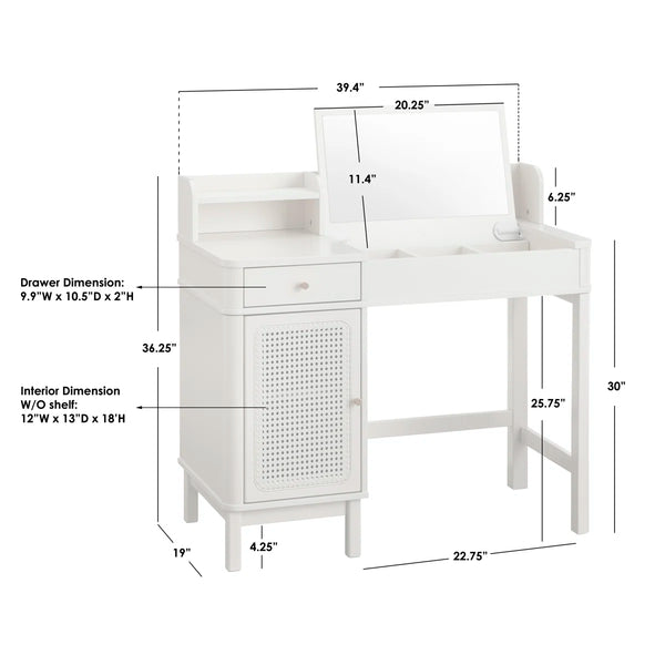 Bayview Vanity Desk and Stool  Wooden Bazar