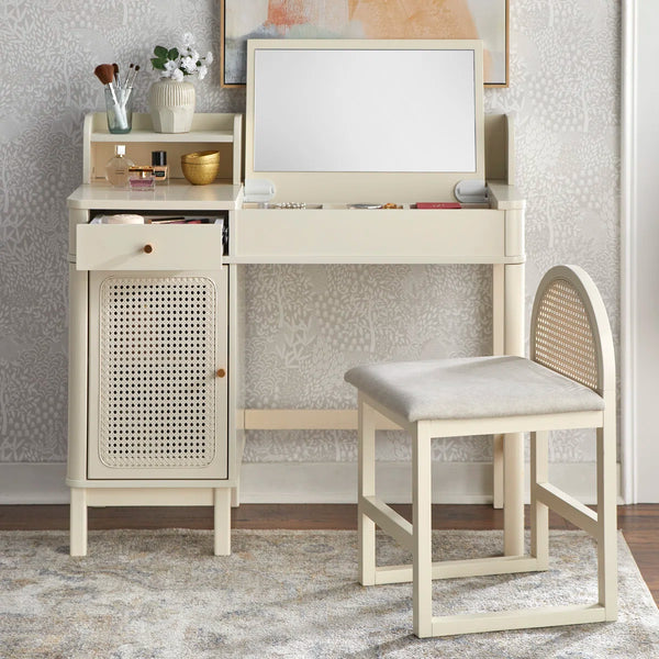 Bayview Vanity Desk and Stool  Wooden Bazar