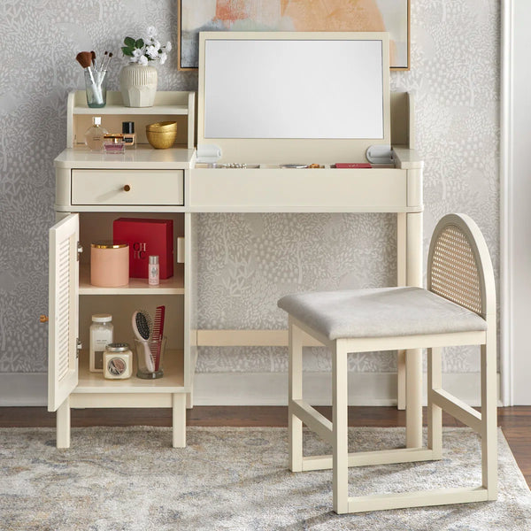 Bayview Vanity Desk and Stool  Wooden Bazar