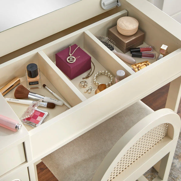 Bayview Vanity Desk and Stool  Wooden Bazar
