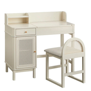 Bayview Vanity Desk and Stool  Wooden Bazar