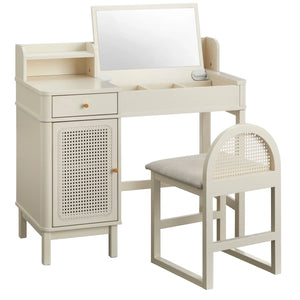 Bayview Vanity Desk and Stool  Wooden Bazar