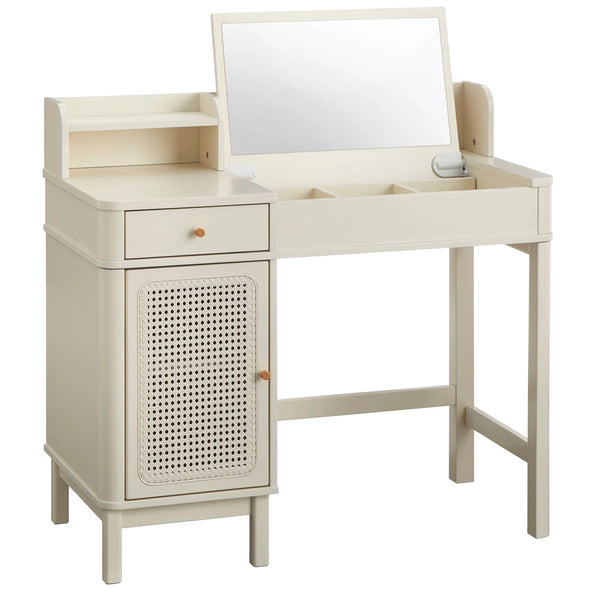 Bayview Vanity Desk and Stool  Wooden Bazar