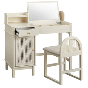 Bayview Vanity Desk and Stool  Wooden Bazar