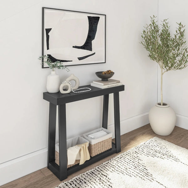 Beckett Solid Wood Console Table with Shelf for Entryway  Wooden Bazar