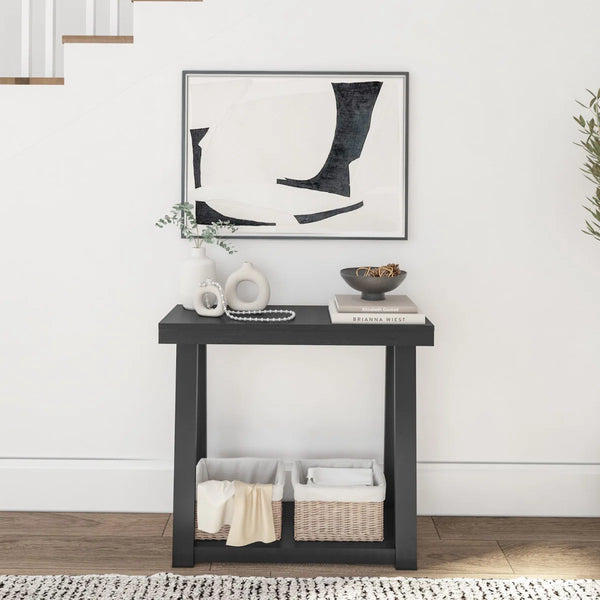 Beckett Solid Wood Console Table with Shelf for Entryway  Wooden Bazar