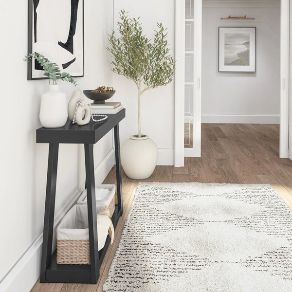 Beckett Solid Wood Console Table with Shelf for Entryway  Wooden Bazar