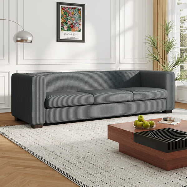 Bernal Upholstered 3-Seater Sofa With Wooden Frame & Cup Holders