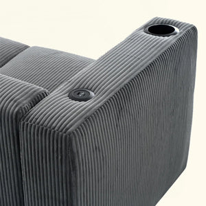 Bernal Upholstered 3-Seater Sofa With Wooden Frame & Cup Holders