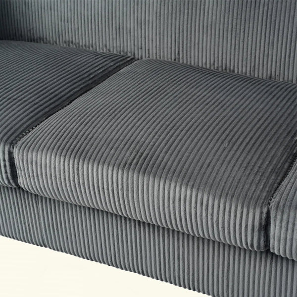 Bernal Upholstered 3-Seater Sofa With Wooden Frame & Cup Holders