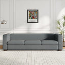 Bernal Upholstered 3-Seater Sofa With Wooden Frame & Cup Holders
