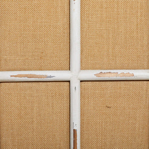 Bigham 3-Panel Beige Wood Folding Room Divider with Burlap Window Pane Design  Wooden Bazar