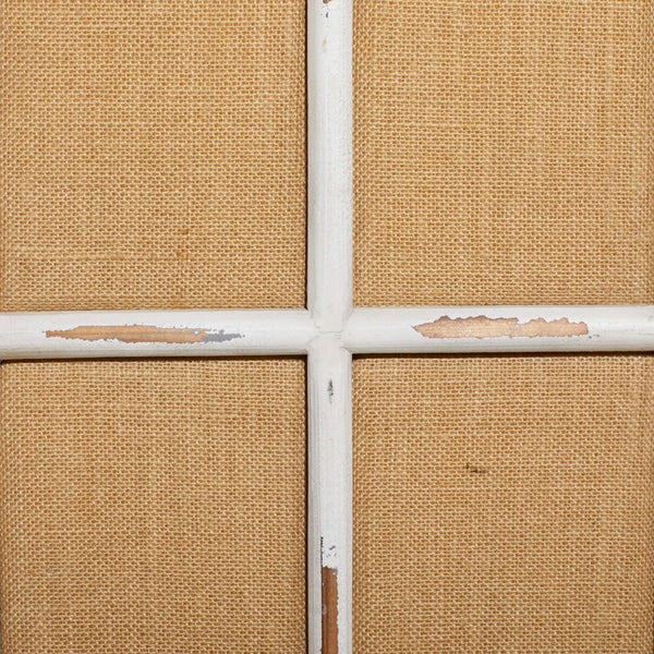 Bigham 3-Panel Beige Wood Folding Room Divider with Burlap Window Pane Design  Wooden Bazar