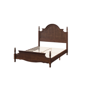 Traditional Queen Size Solid Wood Four Poster Bed,Yellow Brown