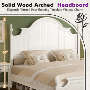 Traditional Queen Size Solid Wood Four Poster Bed,Yellow Brown