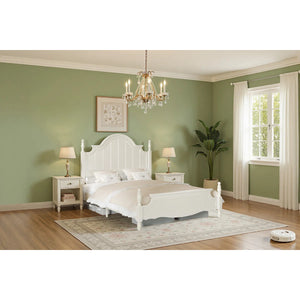 Traditional Queen Size Solid Wood Four Poster Bed,Yellow Brown