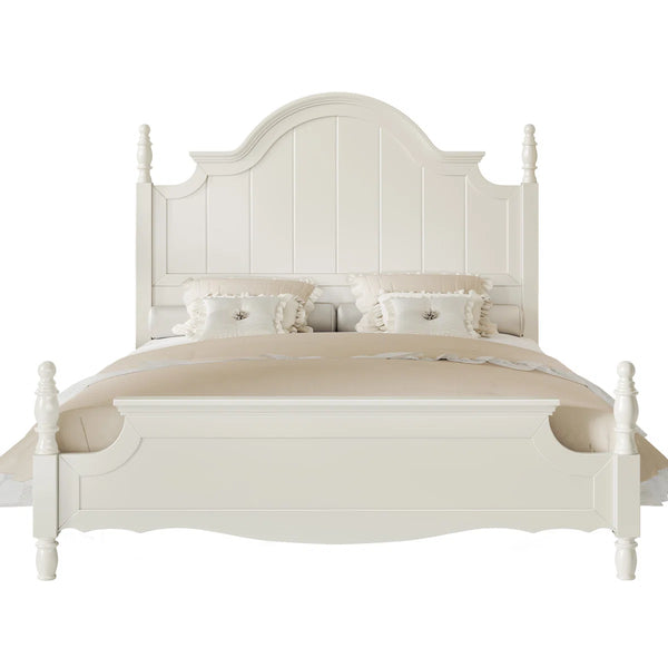 Traditional Queen Size Solid Wood Four Poster Bed,Yellow Brown