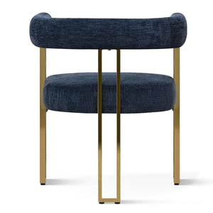 4 Seater Dining Table Sets With Round Table & 4 Upholstered Chenille Gold Chairs