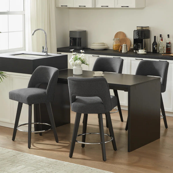Bisto 26.4" Swivel Counter Stools Set of 2, Upholstered Seat for Kitchen Island  Wooden Bazar