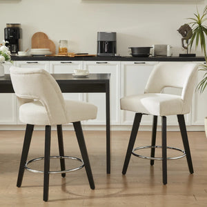Bisto 26.4" Swivel Counter Stools Set of 2, Upholstered Seat for Kitchen Island  Wooden Bazar