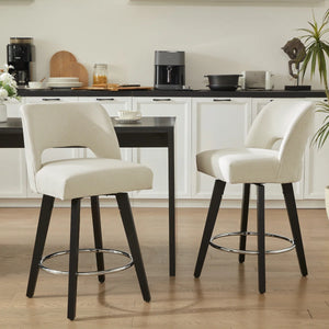 Bisto 26.4" Swivel Counter Stools Set of 2, Upholstered Seat for Kitchen Island  Wooden Bazar