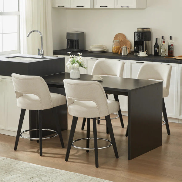 Bisto 26.4" Swivel Counter Stools Set of 2, Upholstered Seat for Kitchen Island  Wooden Bazar