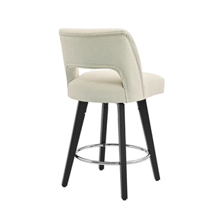Bisto 26.4" Swivel Counter Stools Set of 2, Upholstered Seat for Kitchen Island  Wooden Bazar